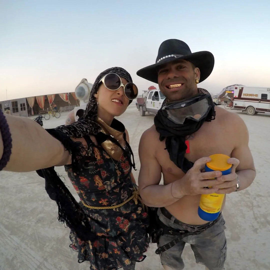 Gold grills at Burning Man.