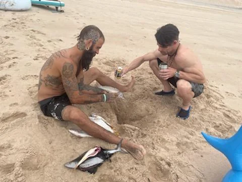 Raw fish and beer. El Golfo, Mexico.